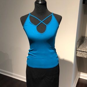 Express Teal Cut-Out Ribbed Top - XS